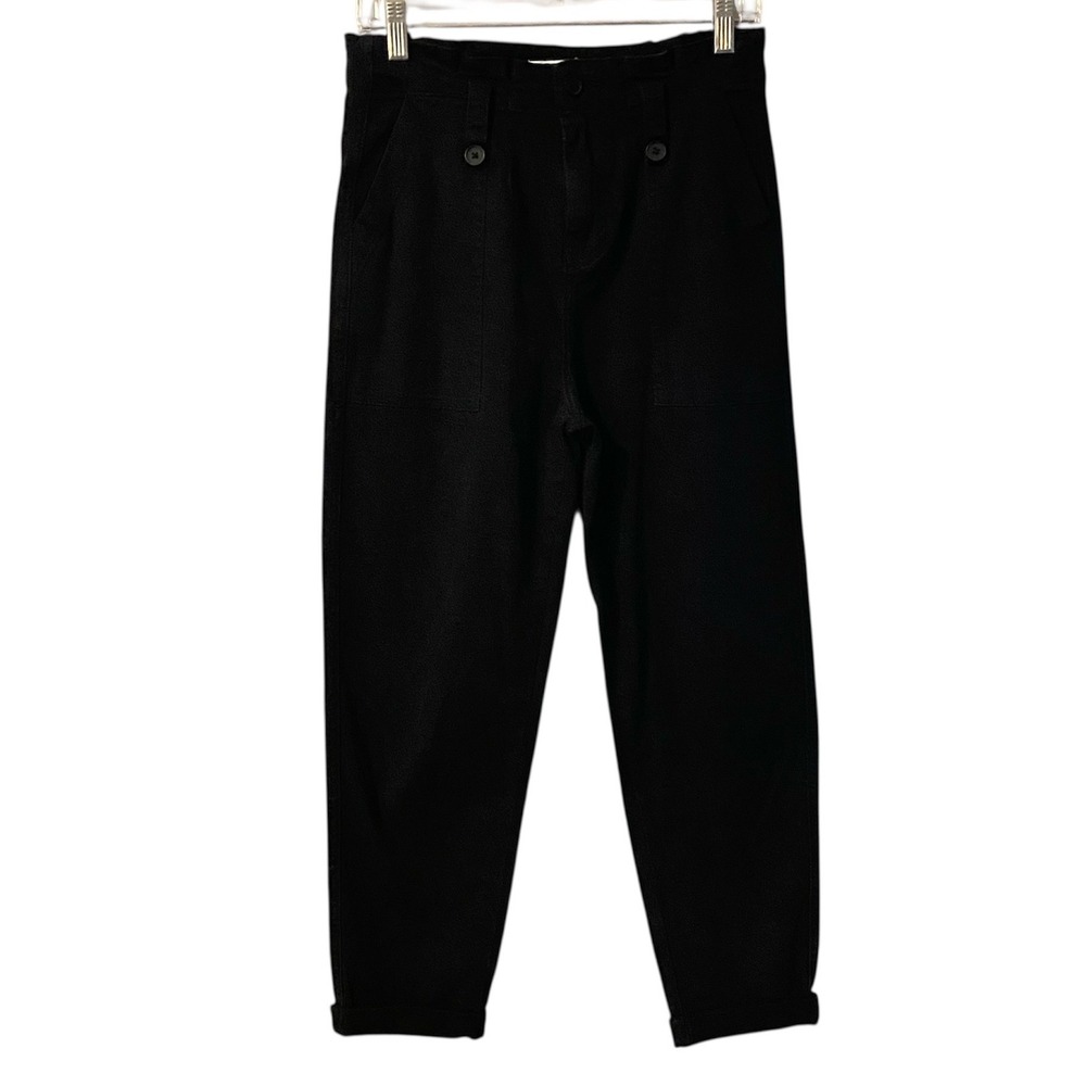 I&M Black Label Structured High Waist Button Detail Trousers Pants Women Sz S‎